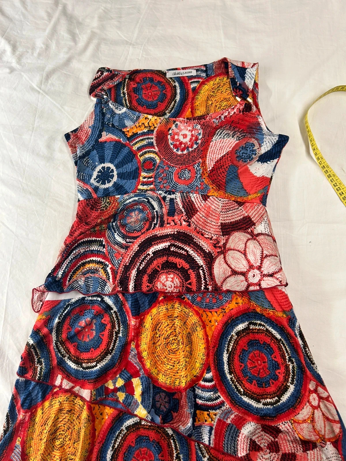 Vestido de verão multicolorido vintage Christine Laure com estampa – photo 5